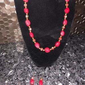 Natural Stone Necklace and Earring Set